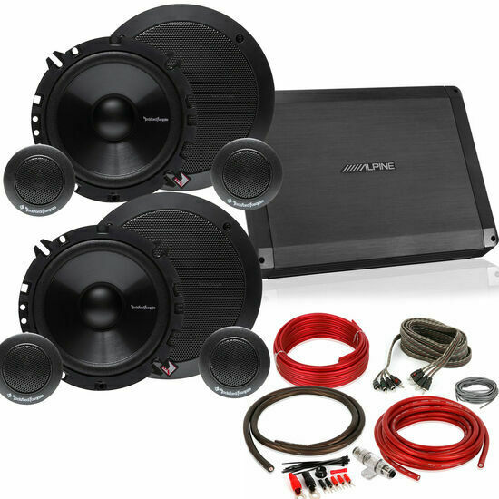 Alpine BBX-F1200 4 Ch Amplifier + 4) Rockford 6.5" Component Speakers + Amp Kit