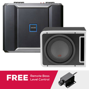 Alpine R-A75M Mono Amplifier + R-SB10V 10" Subwoofer Enclosure + RUX-KNOB.2