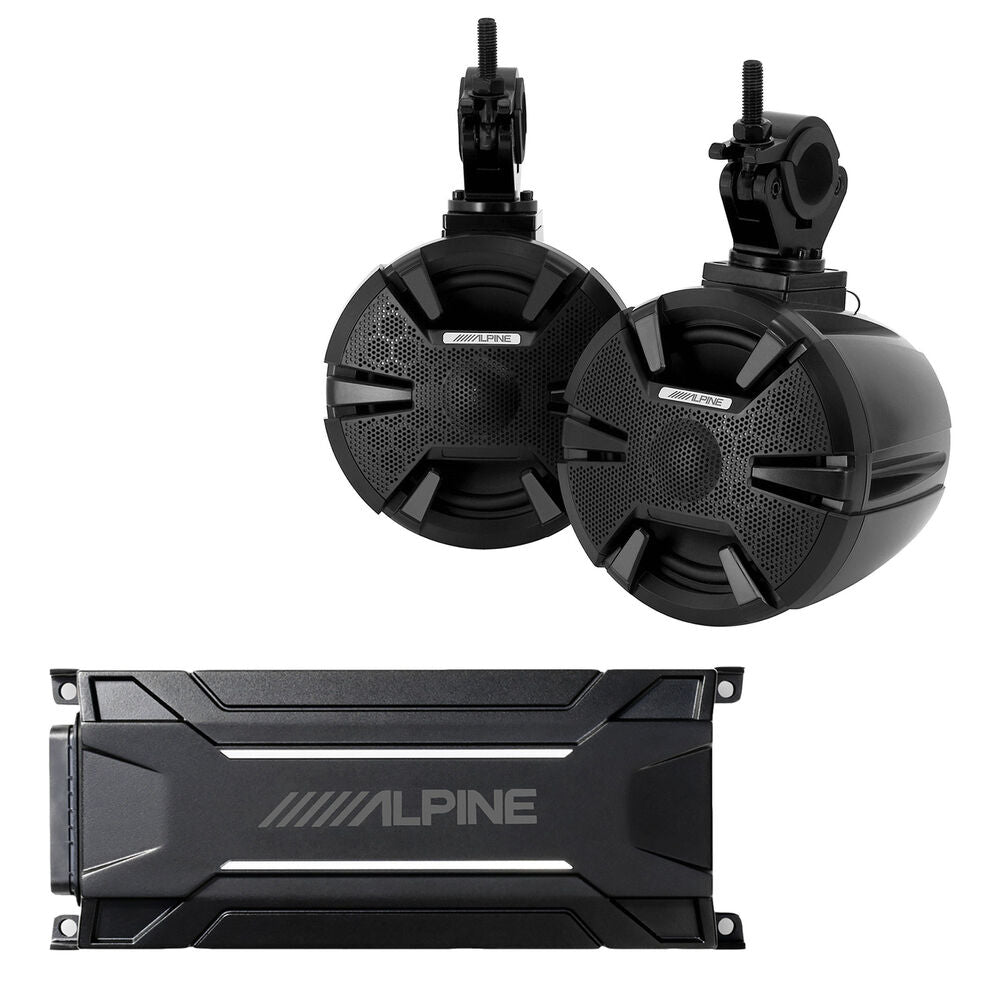 Alpine SPV-65-SXS 6.5" Powersports Cage Mount Speaker Pods with Alpine KTA-30FW