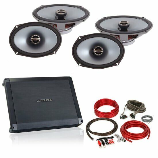 Alpine BBX-F1200 4 Channel Amp+ 4 Alpine SPE6090 6x9 Coaxial Speakers + Absolute KIT4 Amp Kit