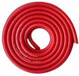 4 Gauge 25 Feet CCA Red Flex Power Wire Strands high voltage marine cable rolled in a circular formation.