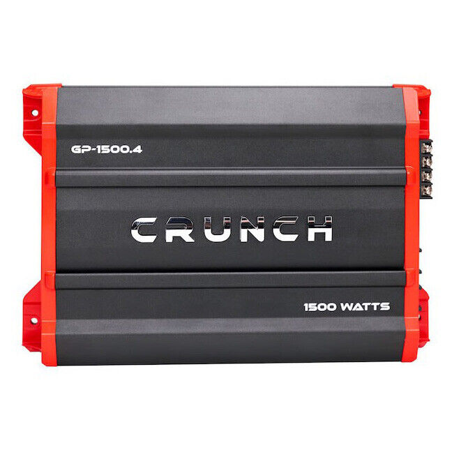 Crunch Ground Pounder GP-1500.4 1500W Max 4 Channel Class AB 1500 Watts Car Amplifier with 8 Gauge Amp Kit