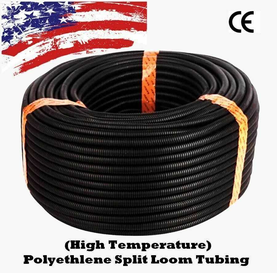 25 Ft 1" Split Wire Loom Conduit Polyethylene Tubing Black Color Sleeve Tube RV