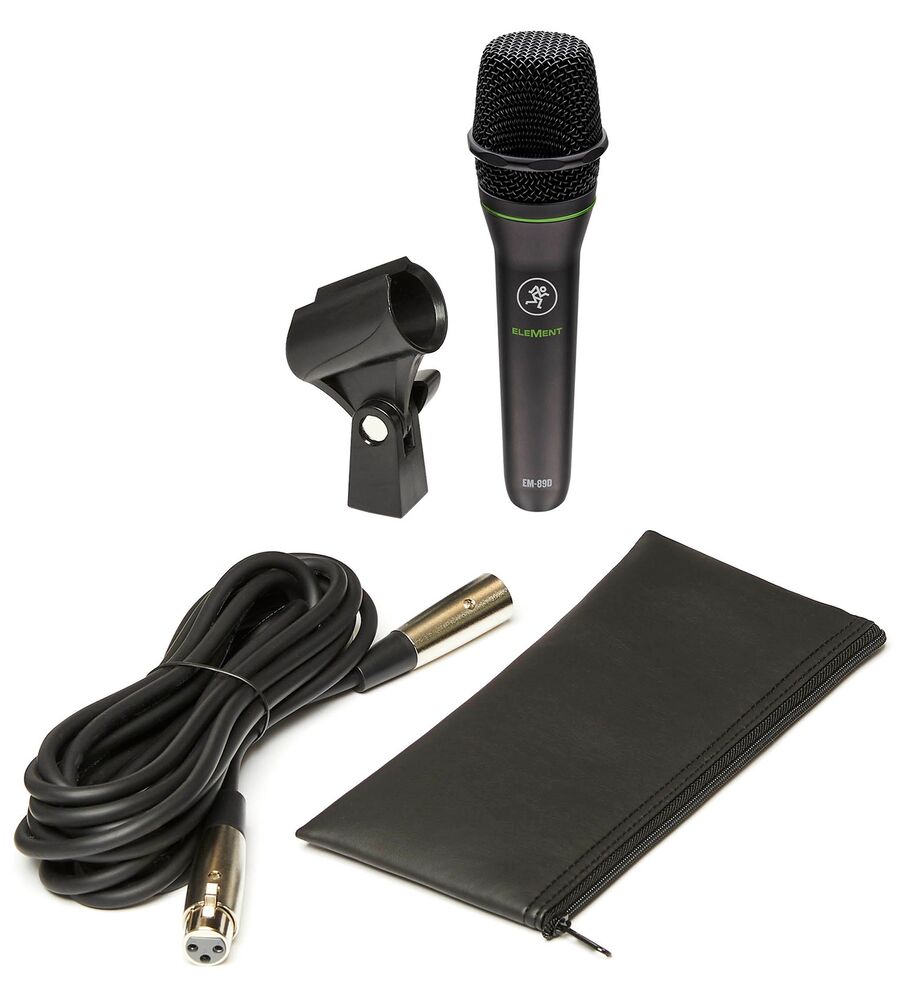 Mackie EM-89D Vocal Live Sound or Studio Recording Dynamic Microphone Cable Clip