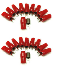 Thumbnail for 20pcs 4 Gauge Crimp Silver SPADE FORK Terminals Connector Wire Cable RED Boots