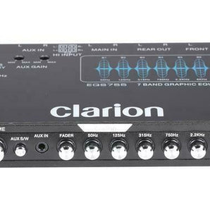 Clarion EQS755 7-Band Car Audio Graphic Equalizer with Front 3.5mm Auxiliary Input, Rear RCA Auxiliary Input and High Level Speaker Inputs