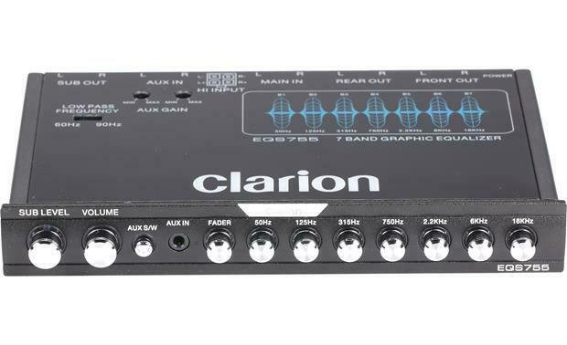 Clarion EQS755 7-Band Car Audio Graphic Equalizer with Front 3.5mm Auxiliary Input, Rear RCA Auxiliary Input and High Level Speaker Inputs