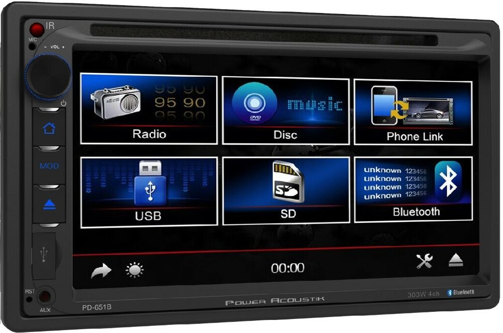 Power Acoustik PD-651B Double DIN Bluetooth In-Dash DVD/CD/AM/FM Car Stereo w/ 6.5" Touchscreen and SD/USB Reader