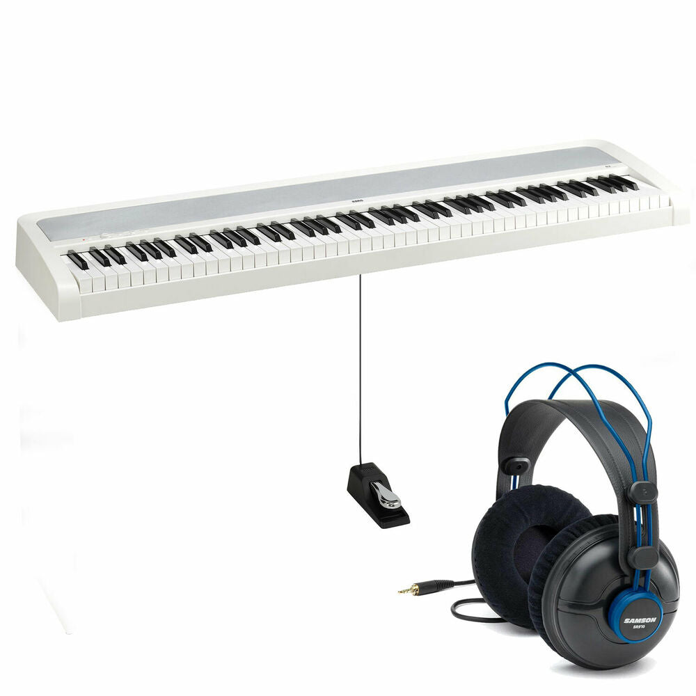 Korg B2 88-Key Digital Piano (White) + Samson SR970 Pro Studio Headphones
