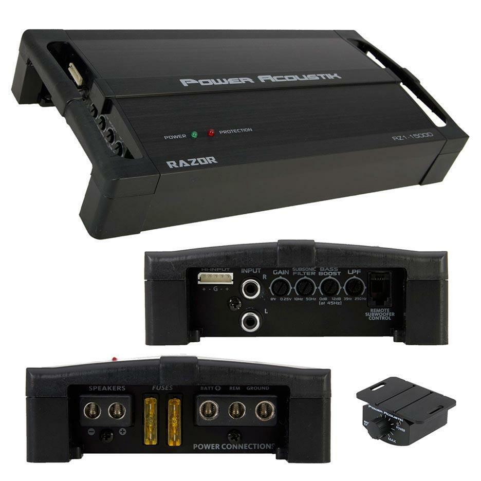 Power Acoustik RZ1-2300D RAZOR Series Monoblock Amplifier + 1/0 Gauge AMP Kit