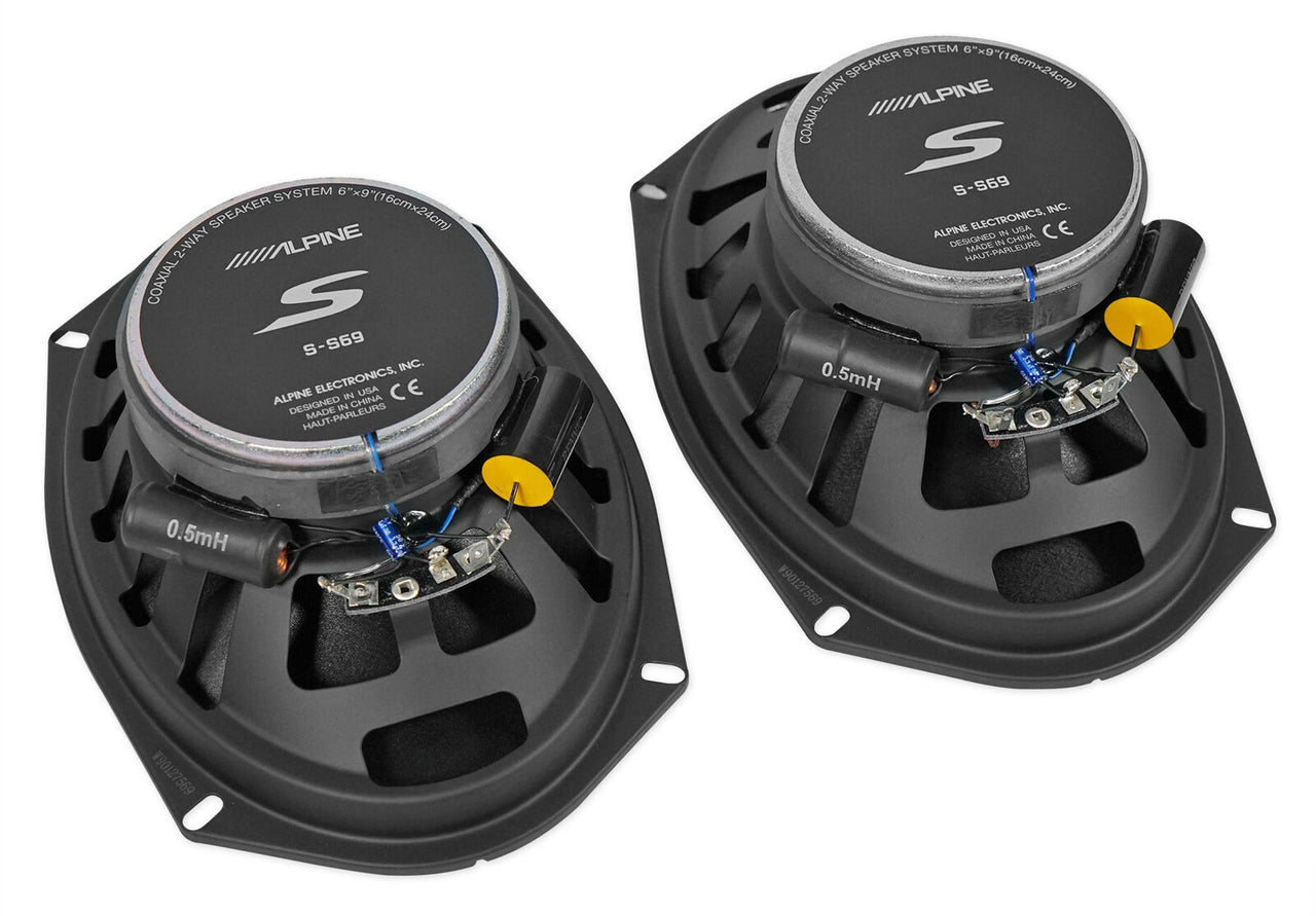 2 Metra 72-6512 Speaker Harness Connector for Chrysler Vehicles 90-07 Cherokee Bundle & ALPINE S-S69 260 Watt 6x9" Coaxial 2-Way Car Audio Speakers