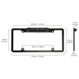 Car license plate frame with reverse backup camera and night vision features, including wiring connections.
