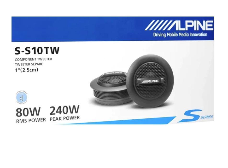 2 Alpine S-S10TW 240W S-Series 1" Silk Dome Tweeter Set