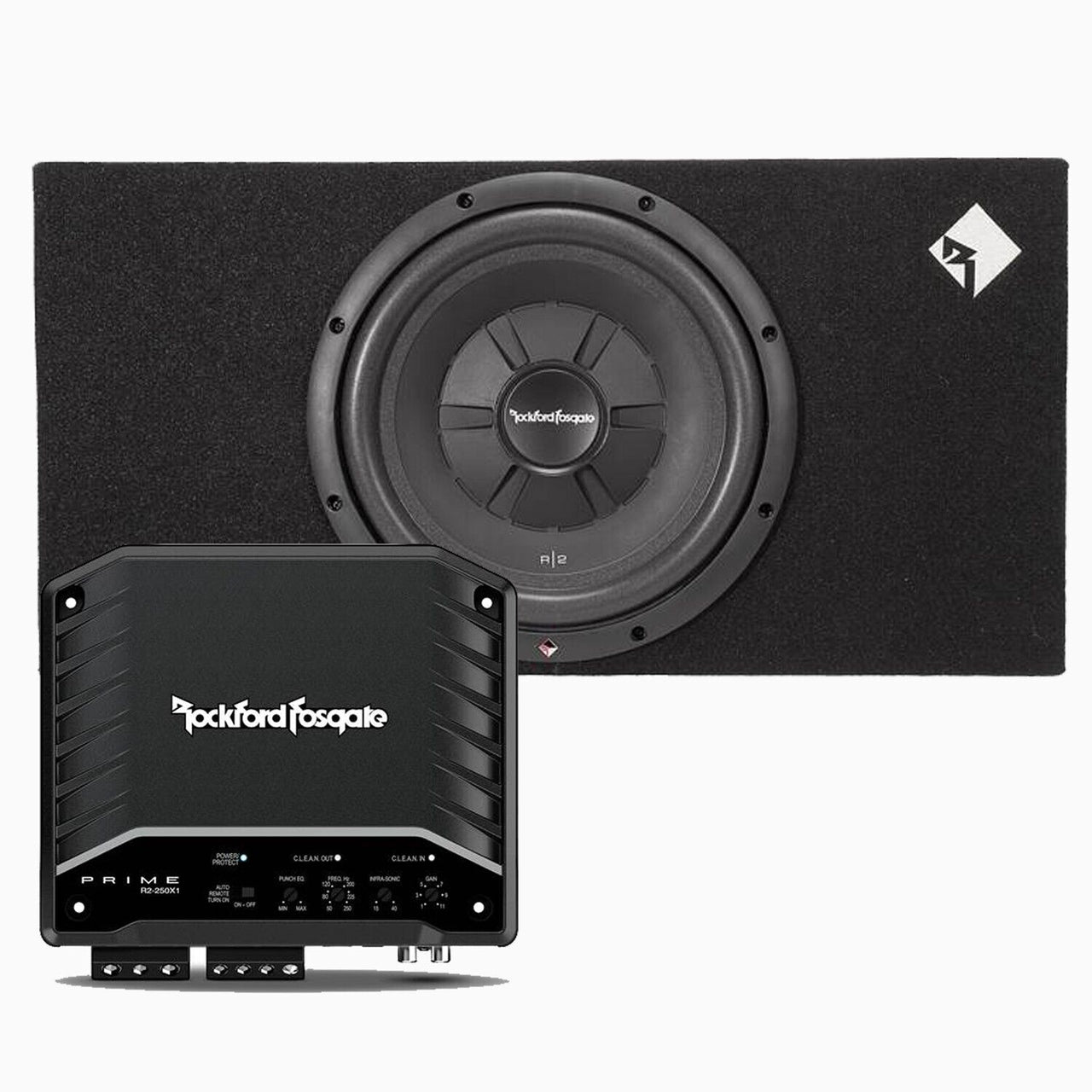 Rockford R2 Sub Rockford Fosgate R2250X1 Mono Sub Amp + R2S-1X12 12