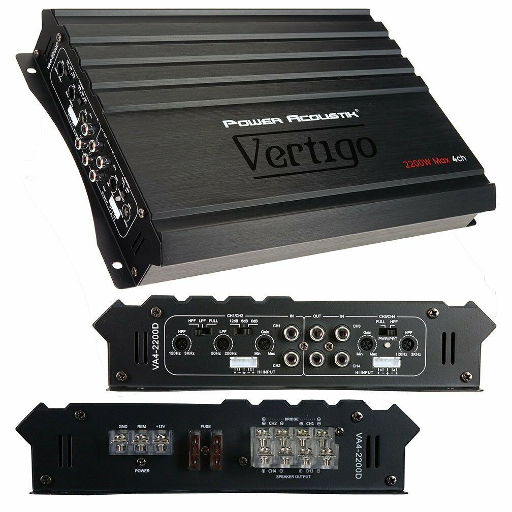Power Acoustik VA4-2200D Vertigo Series 4Ch Full Range Amplifier
