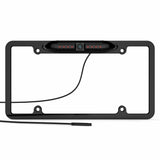 Color rear view camera with night vision and wiring harness for easy installation.