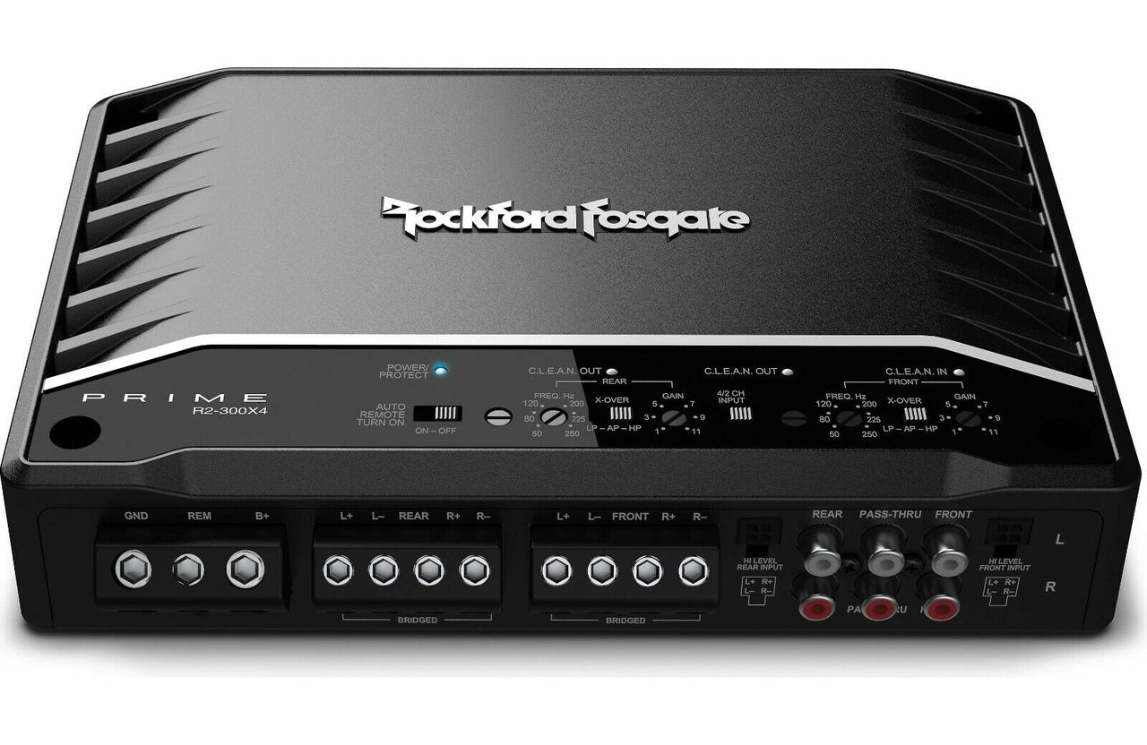 Rockford Fosgate R2-300X4 300W Amplifier + 4 Gauge Amp Kit