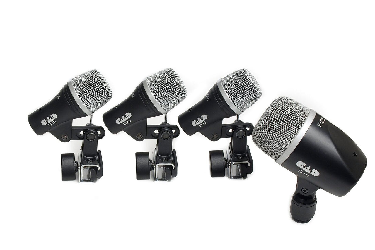 CAD Audio Stage4 4-Piece Drum Microphone Bundle with 3 Tripod Mic Stands & 4 XLR Cables