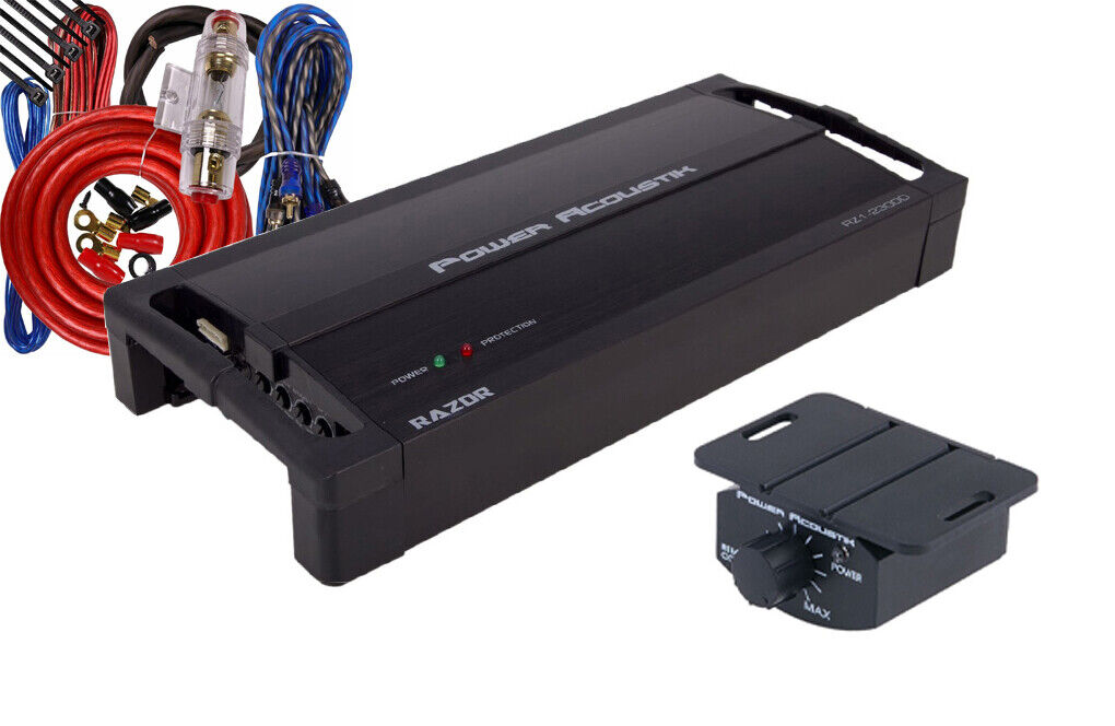 Power Acoustik RZ1-3500D RAZOR Series Monoblock Amplifier + 4 Gauge AM ...