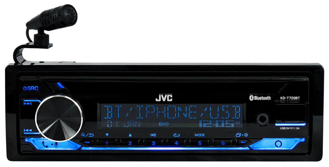 JVC KD-T720BT Single-DIN In-Dash CD Multimedia Receiver with Bluetooth and Built-in Alexa