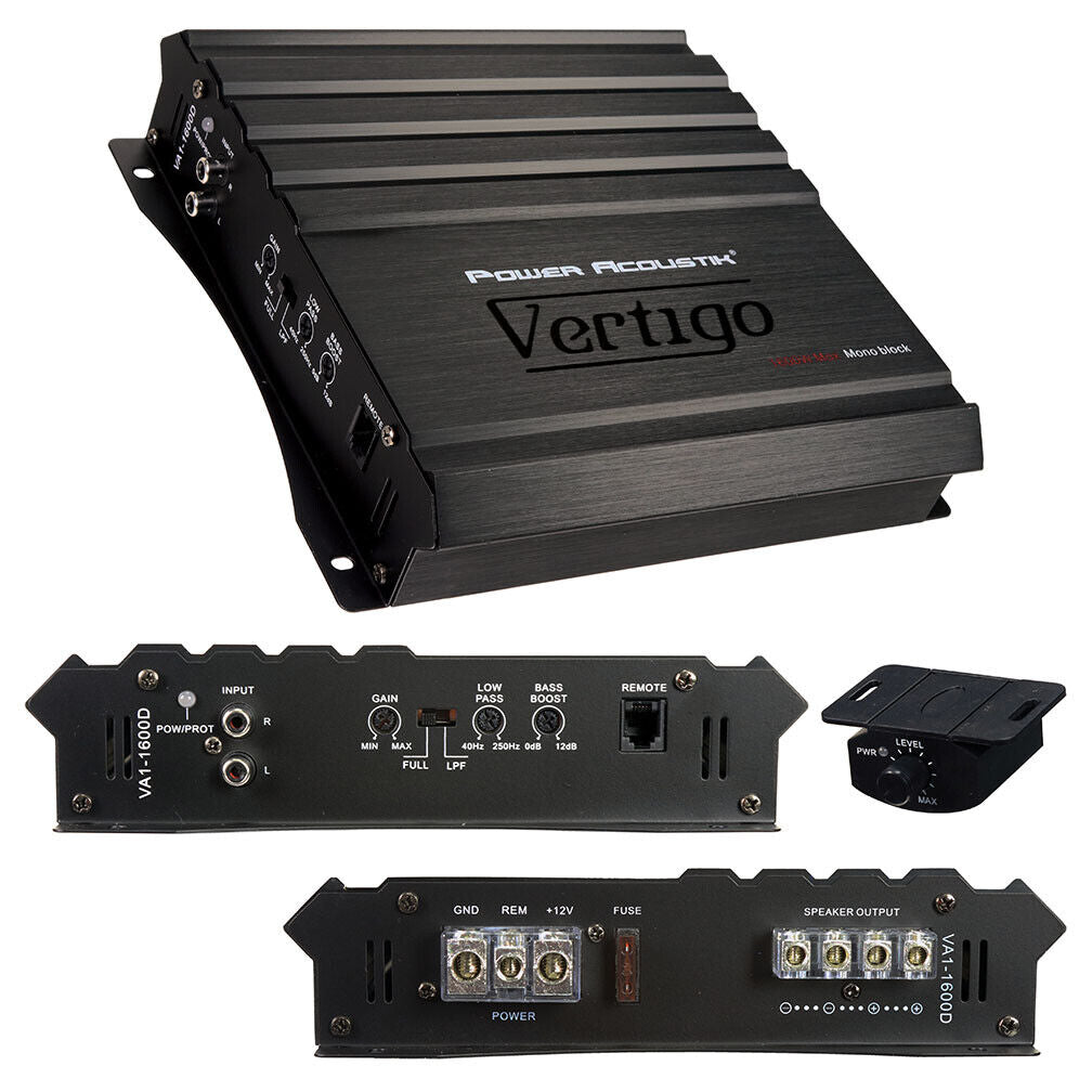 Power Acoustik VA1-1600D Vertigo Series Class D Monoblock Amplifier