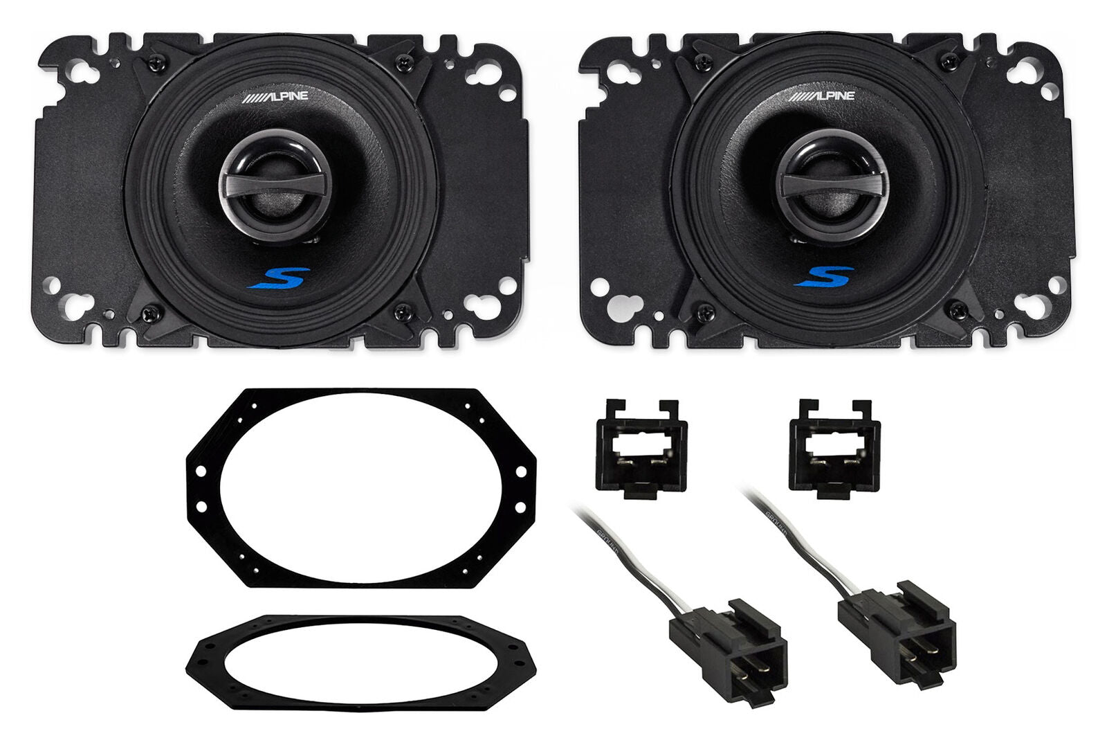 Factory 4852 Alpine 140w Front Factory Speaker Replacement Kit For 1997-2002 Jeep W ...