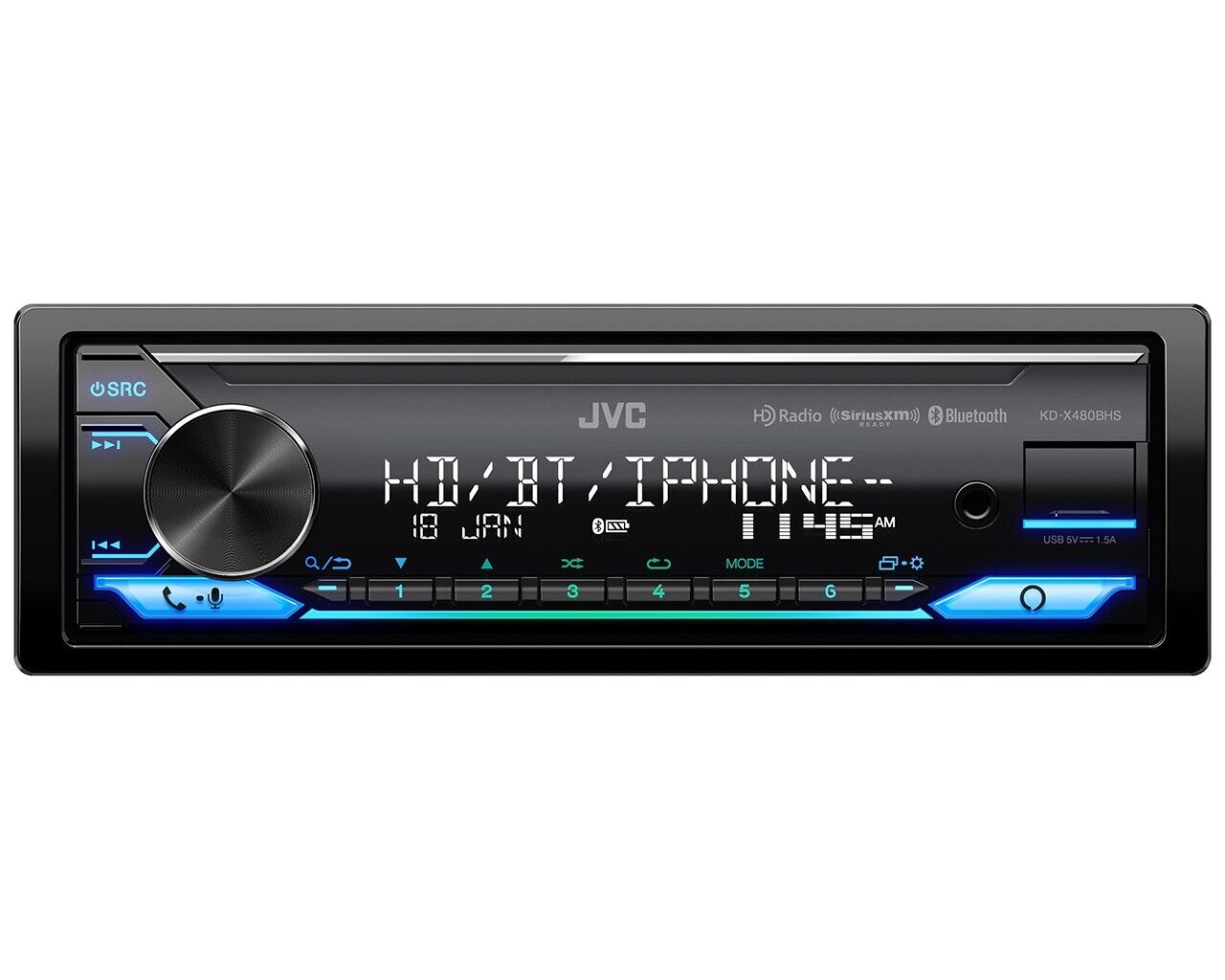 JVC KD-X480BHS Digital Media Receiver featuring Bluetooth USB HD Radio SiriusXM Amazon Alexa 13-Band EQ