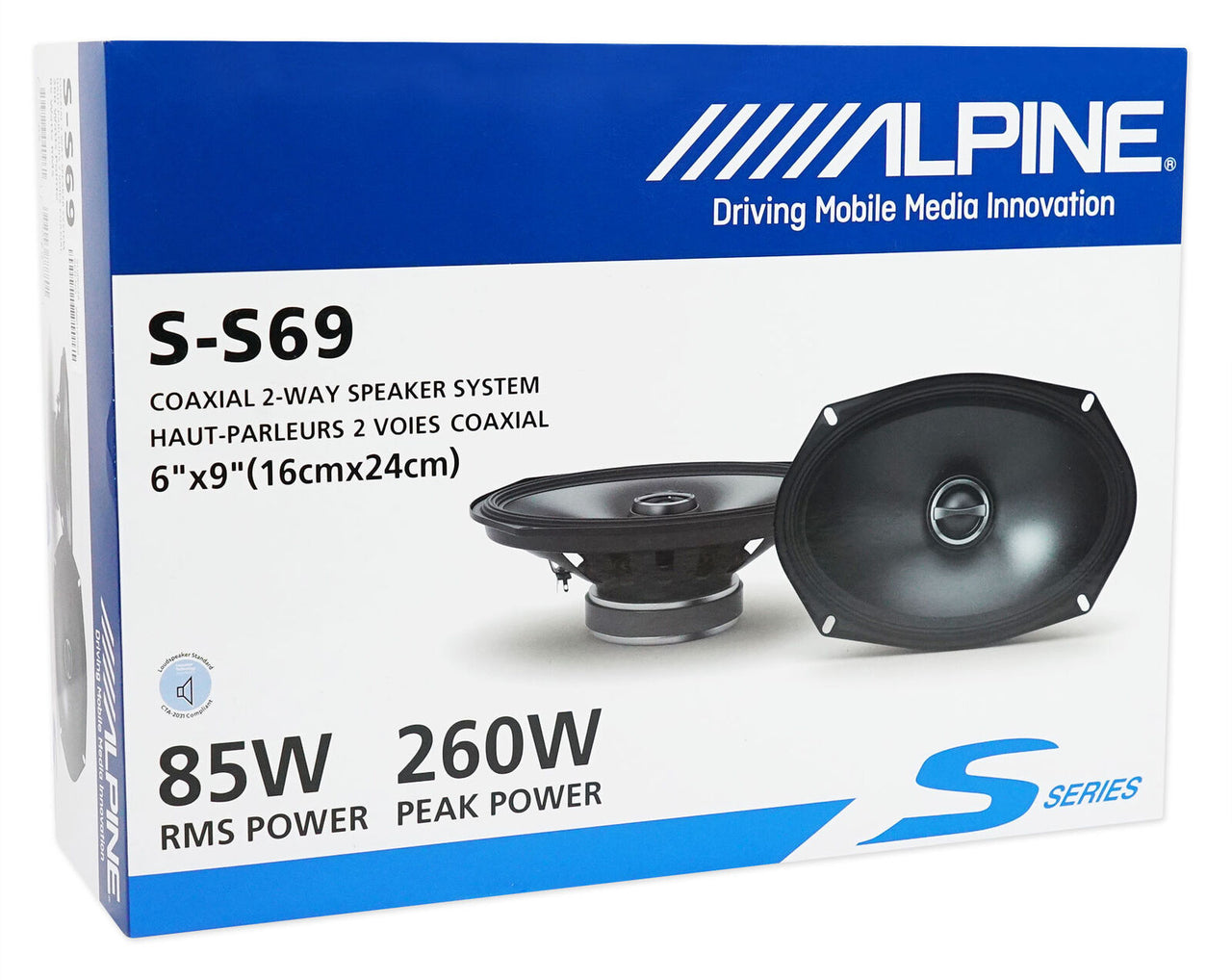 2 Alpine S-S69 Car Speaker 520W 6" x 9" Series 2-Way Coaxial Car Speakers
