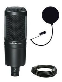 Thumbnail for Audio Technica AT2020 Condenser Studio Microphone Bundle with Pop Filter and XLR Cable