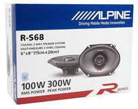 Thumbnail for 2 Pair Alpine R-S68 R-Series 6 x 8 Inch 300 Watt 2-Way Car Speakers