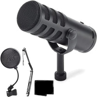 Thumbnail for Samson Q9U XLR/USB Dynamic Broadcast Microphone + Pop Filter + Broadcast/Webcast Boom Arm + Cloth - Deluxe Bundle