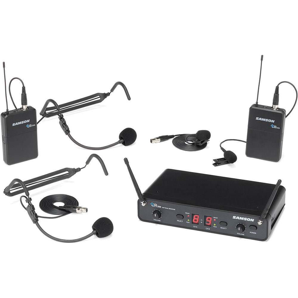 Samson SWC288PRES-I Dual-Channel Wireless Microphone System with 2 Headset Mics & 2 Lav Mics