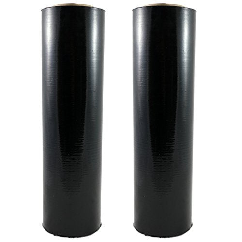 ABSOLUTE USA SW182B 2 Original Rolls Black Hand Stretch Plastic Film Pallet Shrink Wrap 18" Wide, 1500 SQ FT (1200 linear feet), 80 Gauge