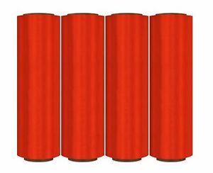 Absolute USA SW184RD 4 Original Rolls Red Hand Stretch Plastic Film Pallet Shrink Wrap 18" Wide, 1500 SQ FT (1200 Linear feet), 80 Gauge