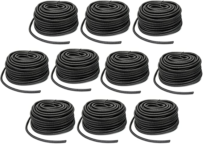 Patron SLT14-1000 1000’ cord protector split wire loom cable sleeve, management and organizer, protectors for television, audio, car, marine, computer cables, secure wires from rabbits, cats, and other pets