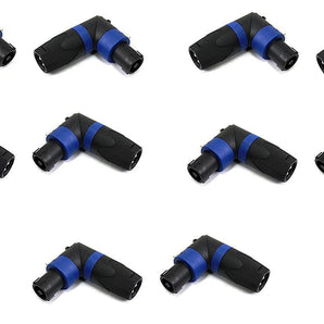 10 Pack MR DJ SPAM-10 Speakon Compatible Right Angle PA/DJ Speaker Cable Connector