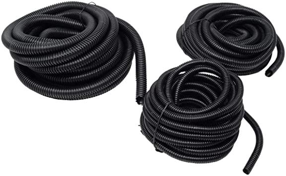 Absolute 3 Rolls 100 Feet Black 1/4" + 3/8" + 1/2" Split Loom Wire w/ Conduit Corrugated Plastic Tubing Sleeve