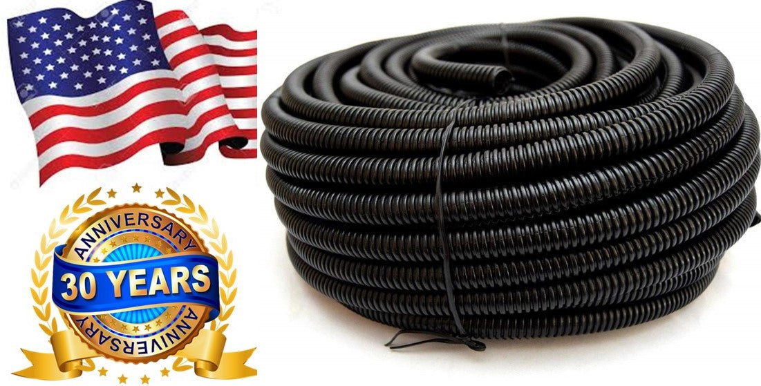 American Terminal ASLT12-20<BR/> 20' 1/2" 10mm Split Wire Loom Conduit Polyethylene Corrugated Tubing Sleeve Tube