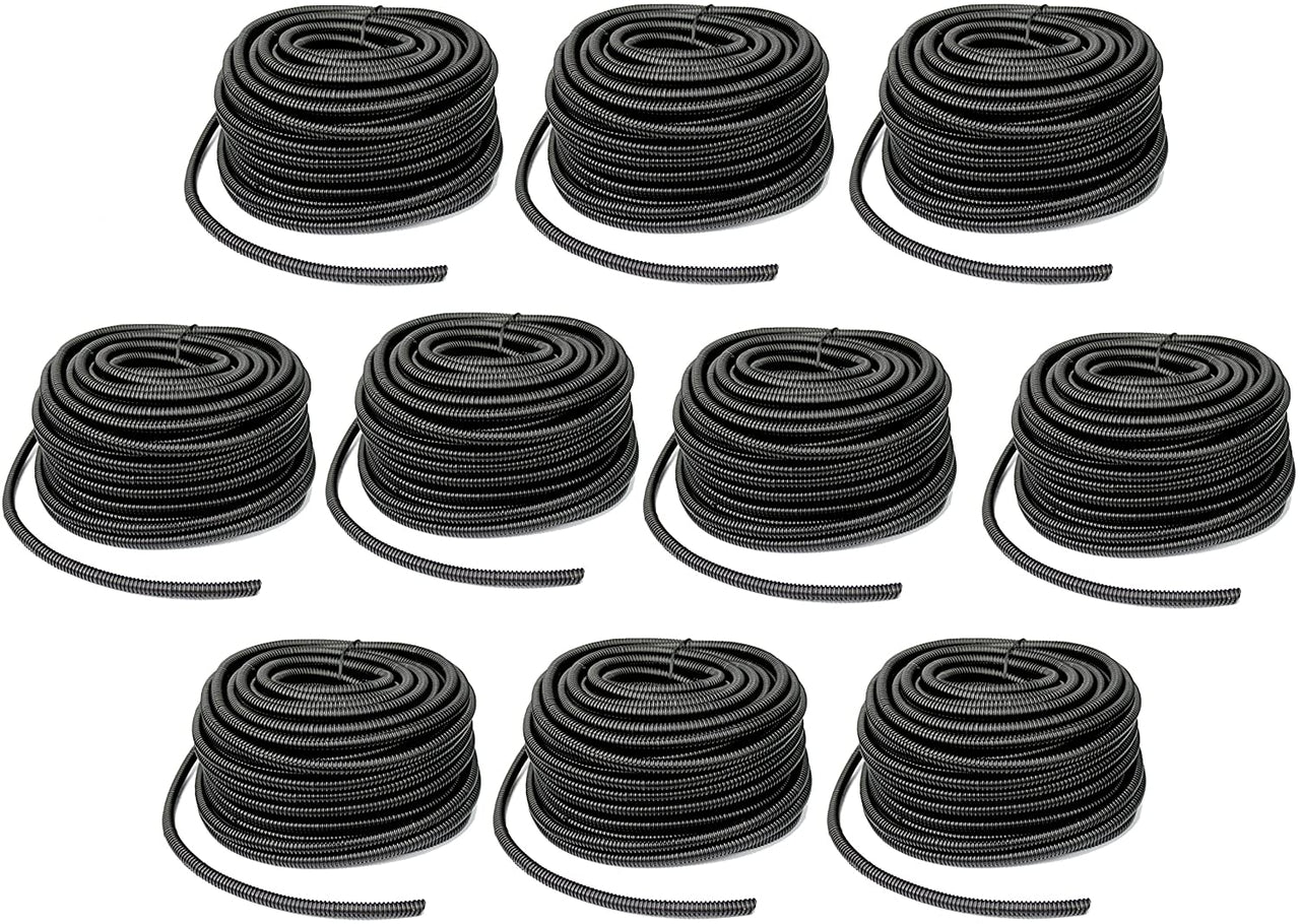 10 x 100 FT 3/8" BLACK SPLIT WIRE LOOM POLYETHYLENE TUBING CABLE CONDUIT - SHIPS FREE