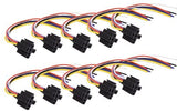 10-pack of 5-wire relay sockets with wires for Bosch style relay connections.