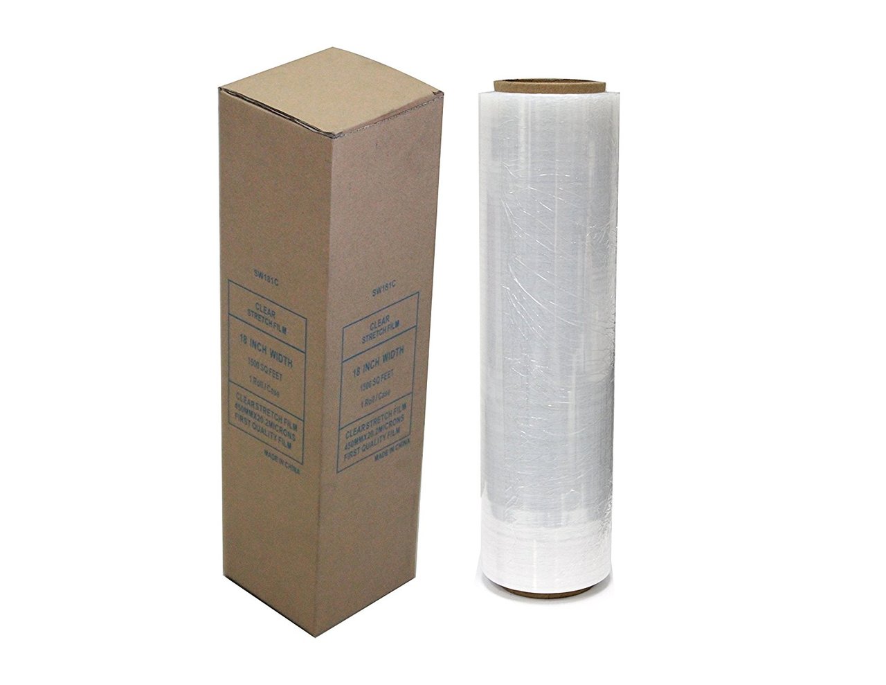 Absolute SW181C 1 Roll Clear Film Pallet Shrink Wrap 18" x 1500 sq. ft