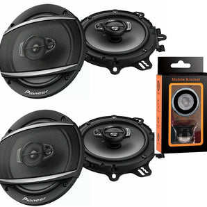 2 Pairs Pioneer 6-1/2" 6.5" 4-Way 350W Coaxial Car Audio Speakers TS-A1680F + Cell Phone Magnet