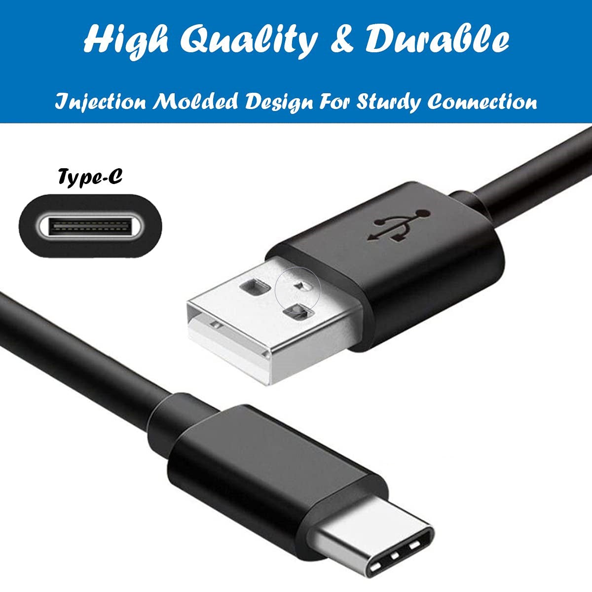 American Terminal USB-C to USB-A 3.0 Cable 6 Feet Type C Charging and Data Transfer 3-Pack