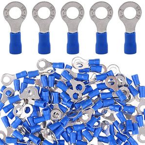 RTT8B Blue Ring Terminals 16 - 14 Gauge 100 Per Bag